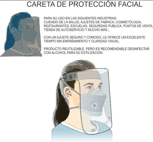 Protector, Careta Facial Plástico Re-utilizable 7 Pieza