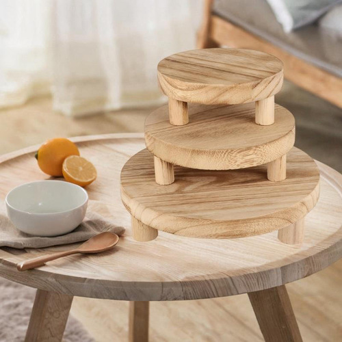 3 Piezas Pedestal De Madera Redonda Pedestal Pastel De