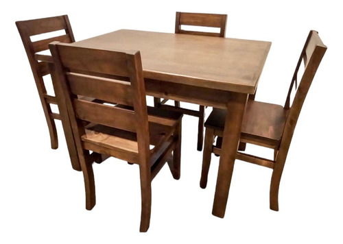 Juego Comedor 4 Sillas Madera Maciza Pino Clear - Serra