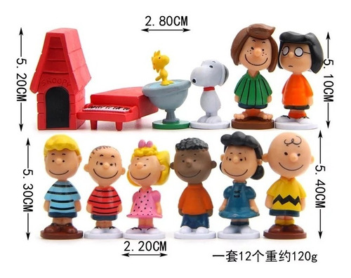 12 Bonecos Da Turma Do Snoopy Charlie Brown Linus Van Lucy