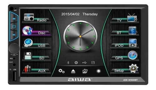Radio Auto Doble Din 2 Mirror Link Touch 7'' Aiwa Aw-w660bt 