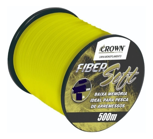 Linha Mono Crown Fiber Soft Yellow 0,43 mm 37 libras/16,8 kg - 500 m