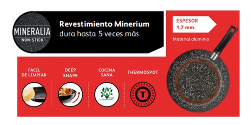Sarten Tefal 24 Cm Stone Effect Antiadherente Aluminio