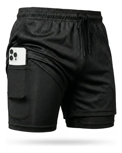 MLB 4272057451 Shorts Dry Fit 2 Em 1 Masculino Termico Compresso Corrida JM