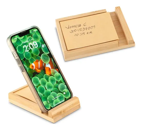 Soporte Para Celular Note Base Movil Con Portanotas En BambĂș