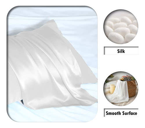 Funda De Almohada De Seda Tamaño Estandar Color Blanco