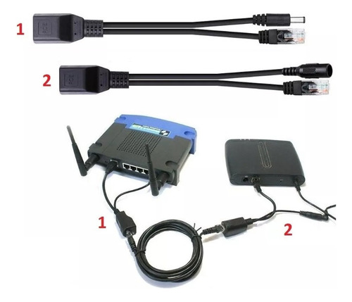 Cable Adaptador Poe 5v-48v Camara Inyector Divisor Red