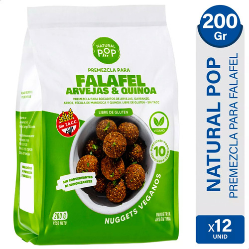 Mezcla Natural Pop Para Falafel Arvejas Quinoa Sin Tacc X12