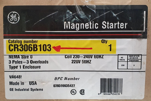 Arrancador Ge De Motor Magnético Cr306b103