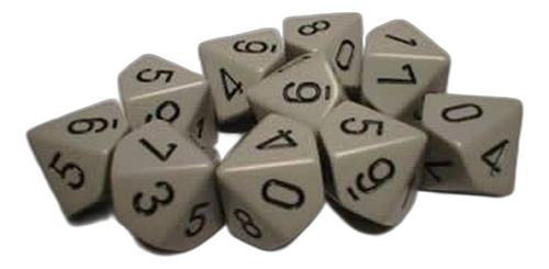 Conjunto De Dados Chessex: Gris Opaco Con Negro - D10 (10)