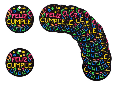 Tarjeta Circulo Feliz Cumpleaños Fiesta Neon 3.5cm Mylin 24p