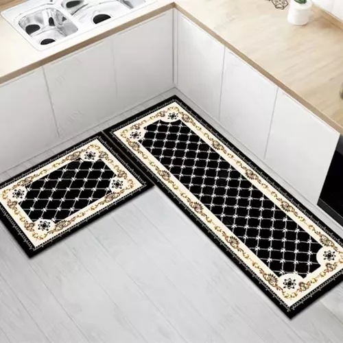 Juego de 2 alfombras de cocina lavables patrón: alfombras de cocina  antideslizantes para cocina comedor 40x120cm+40x60cm TUNC Sencillez
