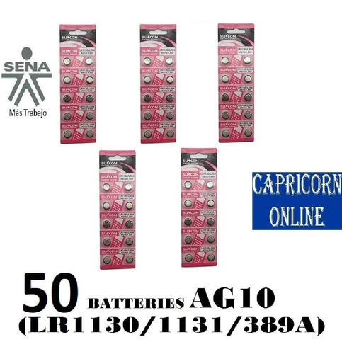 50 Pila Batería Ag10 1130 1131 189