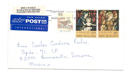 Nueva Zelanda Sobre Estampillas De Navidad 1995