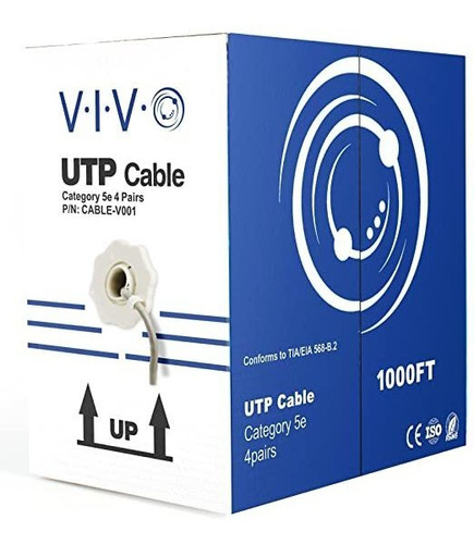 Vivo Gris Cat5e A Granel, Cable Ethernet Cca, 24 Awg, Caja .