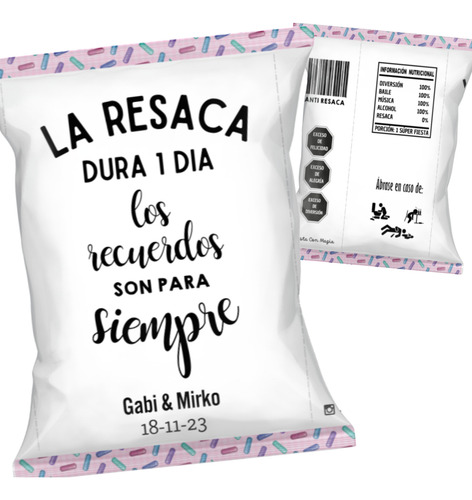 150 Mini Bolsitas Kit Anti Resaca 9x15 Cm Fiestas Cumples