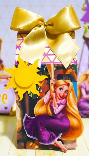 10 Cajitas Milk Box En 3d De Rapunzel Con Moño De Raso
