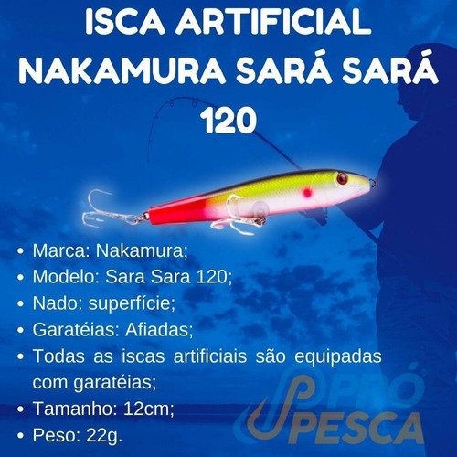 Isca Artificial Sará Sará 120 Nelson Nakamura - 22g Cor 103 - Opaca Cab. Vermelha