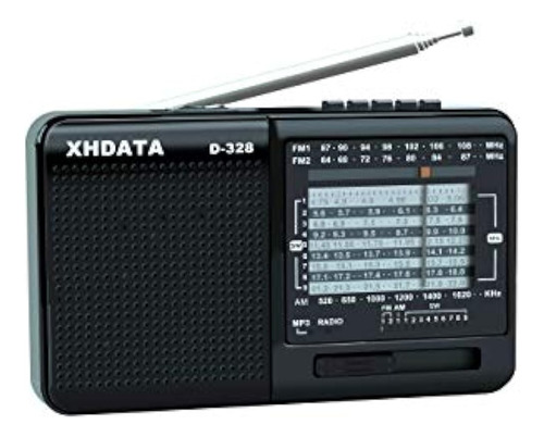 Radio Estéreo De Onda Corta Am Fm Dsp Portátil Xhdata D-328 Color Black