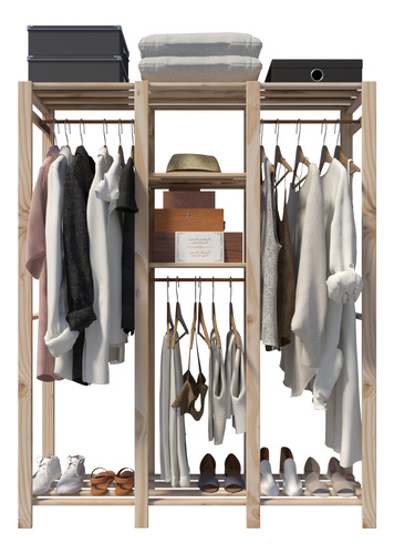 Estante C/ Prateleiras E Cabideiro Para Roupas