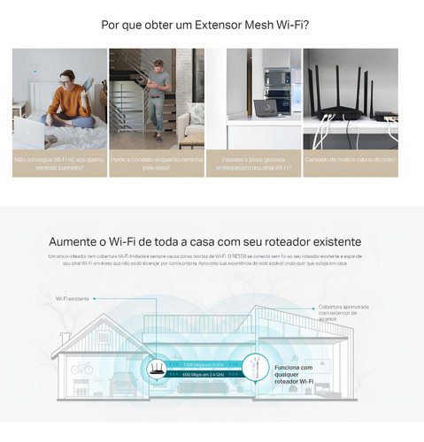 Repetidor Wi-fi Tp-link Re550 Onemesh 1900mbps 2,4ghz E 5ghz