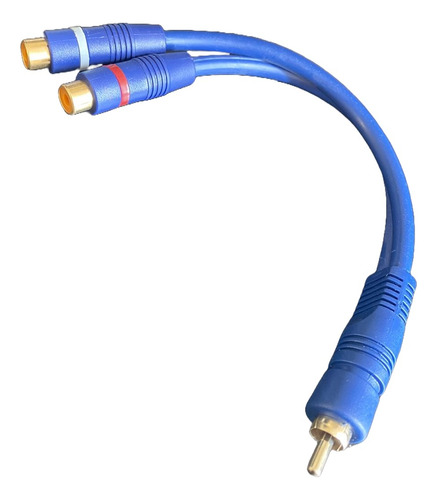 Cabo Y Plug Rca X 2 Jack Rca Femea 20cm Azul