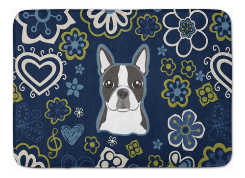 Carolines Treasures Bb5054rug Blue Flowers Boston Terrier Al