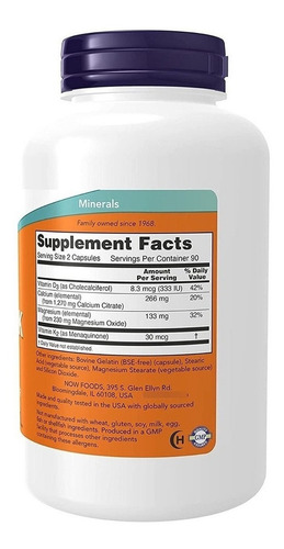 Cal-mag Dk 180 Caps Cálcio 266mg Magnésio 133mg - Now Foods