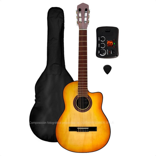 Guitarra Electrocriolla Media Caja Eq Afinador Funda Pua