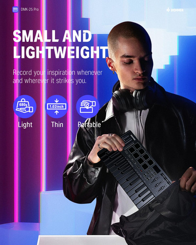 Controlador De Teclado Midi Usb-c Donner, Teclado Midi