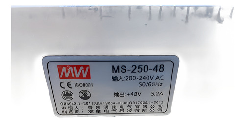 Fuente De Poder Mean Well Input 200v-240 Output 48v 5.2amps