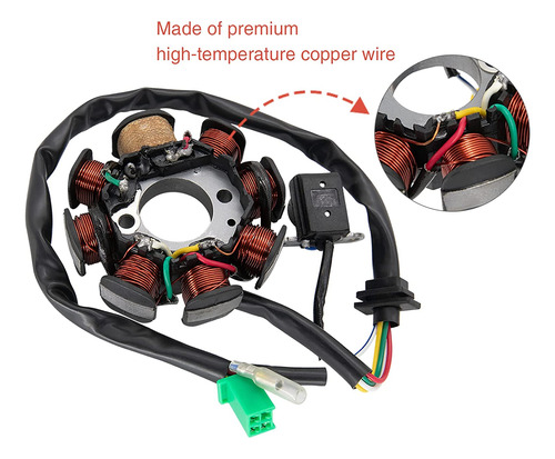 Ignition Stator Magneto Ac 8 Polos, 5 Alambres, Scooter De B