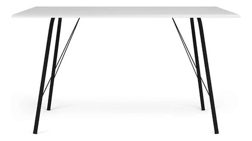 Mesa De Jantar Retangular Paraty Branca E Preta 120 Cm Cor Branco