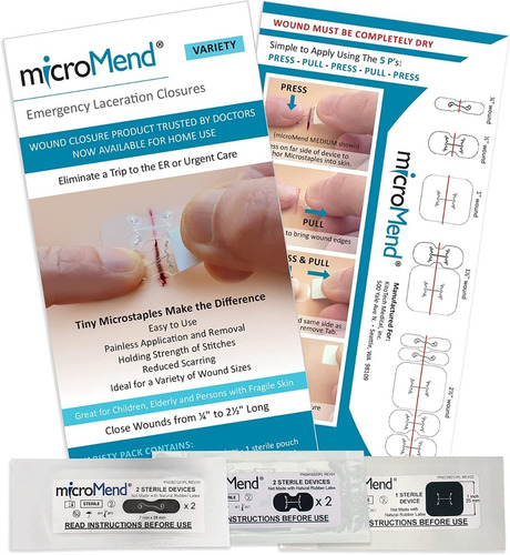 Micromend | Cierres Emergencia Heridas Sin Puntos | 3pk Med