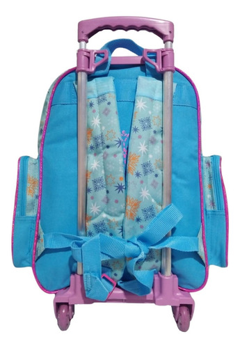 Mochila De Carrinho Lancheira Estojo Chenson Frozen Cor Azul Desenho Do Tecido Lisa