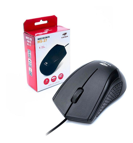 Mouse C3tech Ms-27bk, Usb, 1000 Dpi, Preto