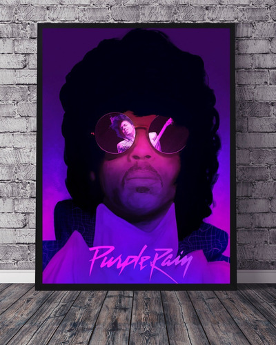 Cuadro Marco Negro 33x48 Purple Rain Jimi Hendrix Fan Art