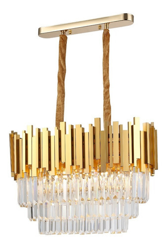 Lustre Pendente Blumenau Midas Retangular 60 E14 Bivolt Cor Dourado