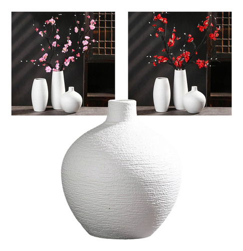 Centro De Mesa Florero Flores Sala De Estar Blanco 15x16cm