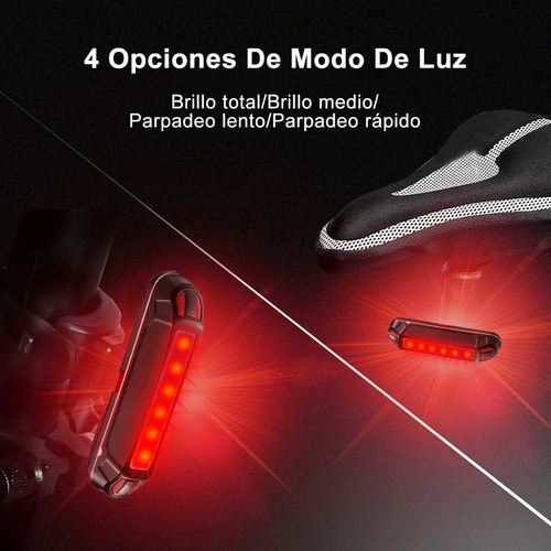 Luz Bicicleta Led 4 En 1 Lámpara De Luces Recargable Kit