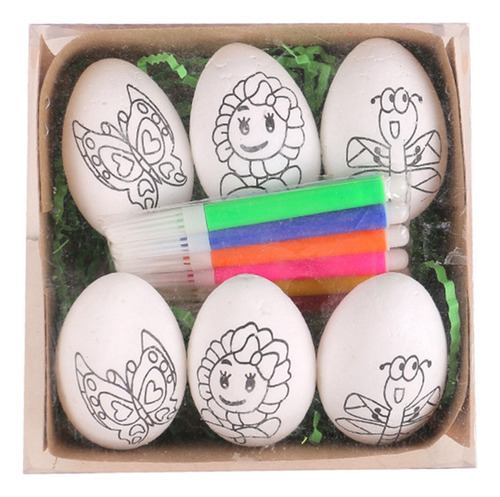 Huevos De Pascua Pintados A Mano, 6 Unidades, Dibujos Animad