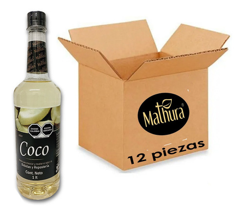 12 Pack De Jarabe De Coco 1 Lt Mathura Reposteria Sirope