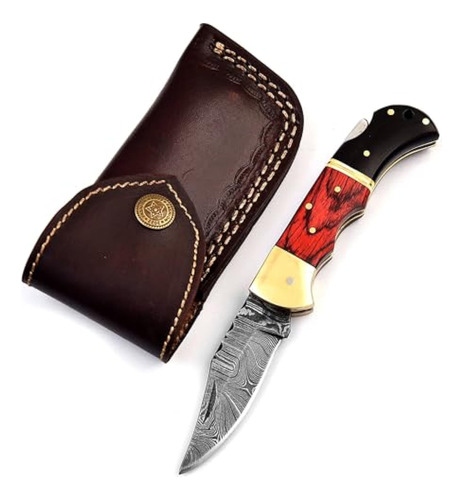 Hand Made Damascus Steel Pocket Knife, Folding Knife For