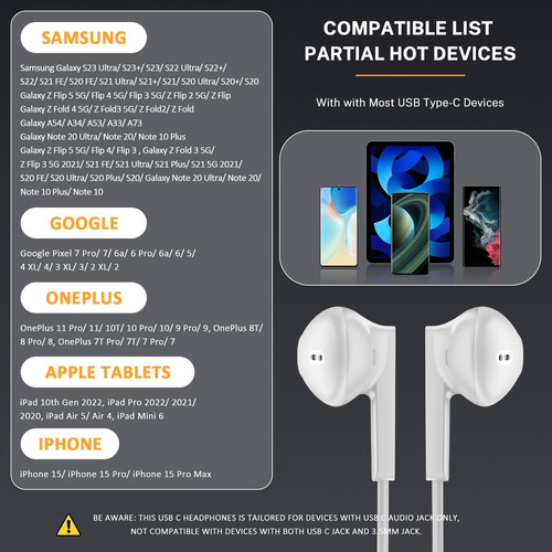 Fones De Ouvido Usb C Gsangoo Para iPhone 15/15 Pro/15 Pro M