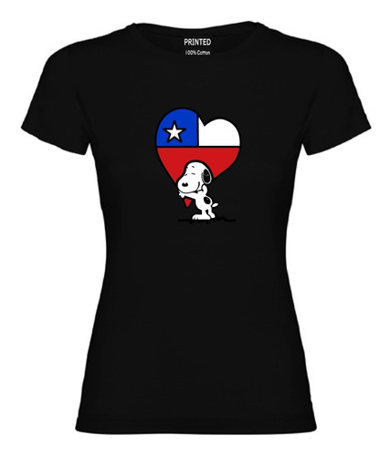 Polera Mujer Estampado Snoopy Corazón Chilena