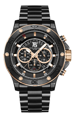Reloj T5 Para Hombre De Acero Con Cronógrafo Modelo H3783-b