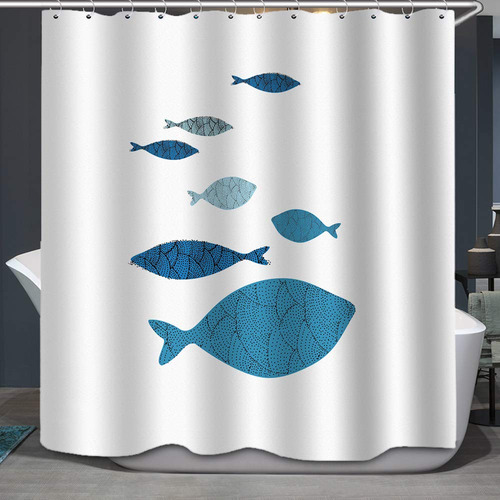 Tjz Home Fish Cool Cortina Ducha Diseño Para Niño Pez Marino