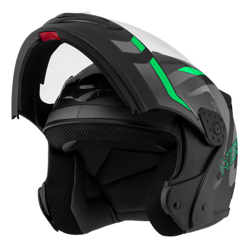 Capacete Robocop Escamoteável Fechado Mixs Gladiator Delta S Cor Cinza Verde Fosco Tamanho do capacete 58