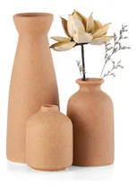 Comprar Cemabt Juego De Jarrón De Cerámica Marrón, 3 Floreros Pequeñ
