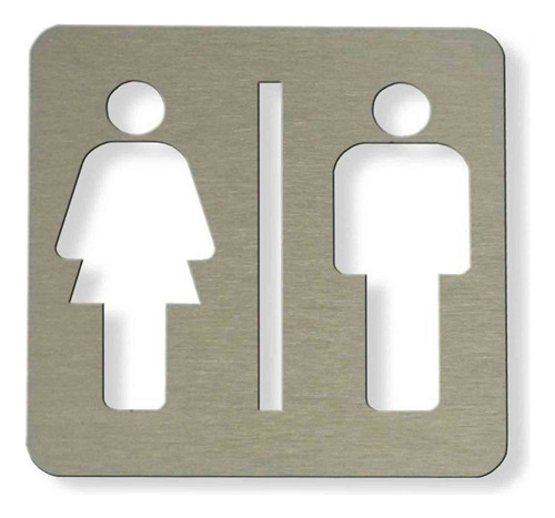 Imagen 1 de 9 de Señal Baño Hombre Mujer 120x120 Mm Cartel Acero Inoxidable